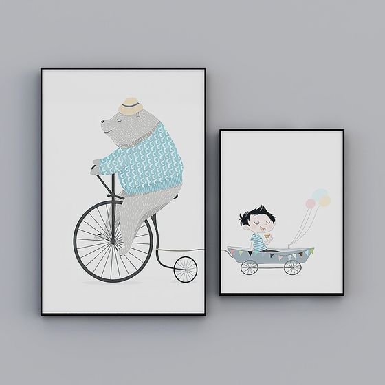 Whimsical Low-Poly 3D Model Poster for Kids