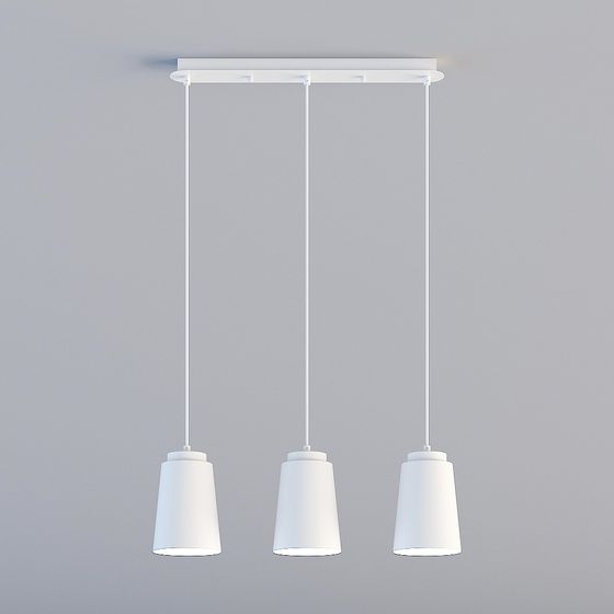 Elegant Three-Bulb Pendant Light 3D model