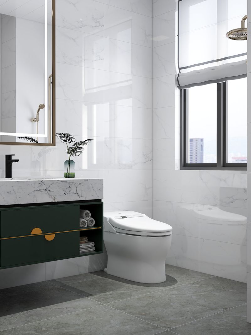 Modern Minimalist Bathroom with Green Touches