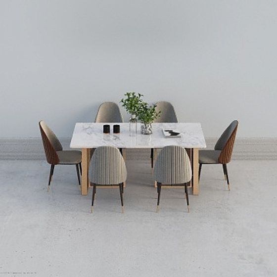 Urban Dining Set 3D Model for Contemporary Spaces
