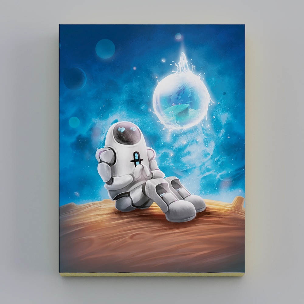 Surreal Astronaut Holding Blue Planet 3D model