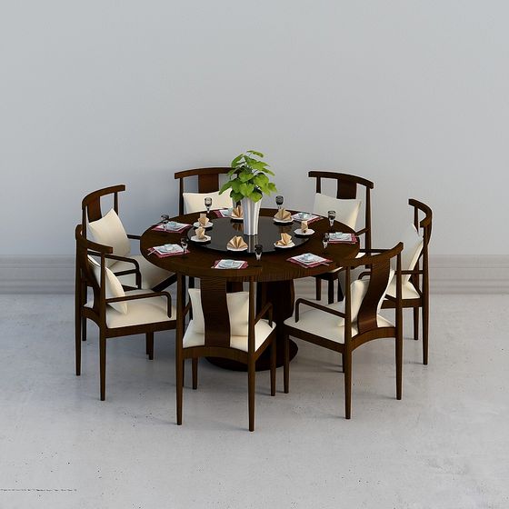 Elegant Round Table and Chair Set 3D model