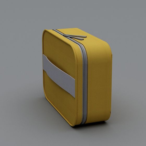 Chic Yellow Suitcase 3D Model