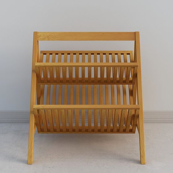 Stylish Low-Poly Wooden Bookshelf 3D model