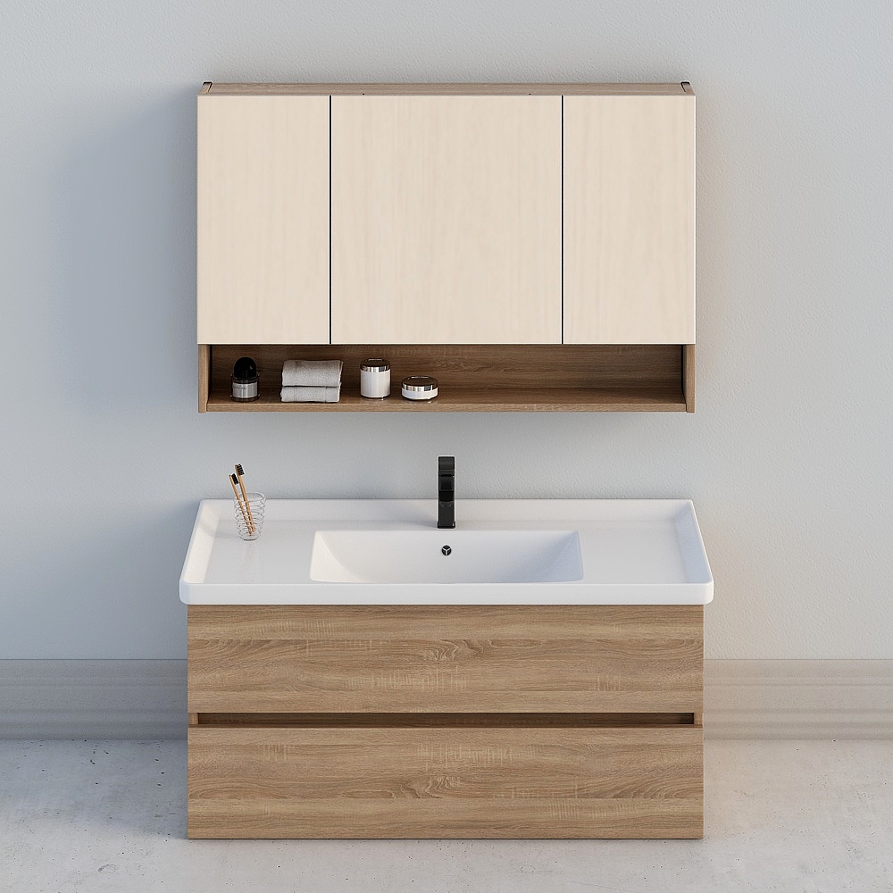 ENX Nordic Style Bathroom Cabinet Combination 1010 White Double 