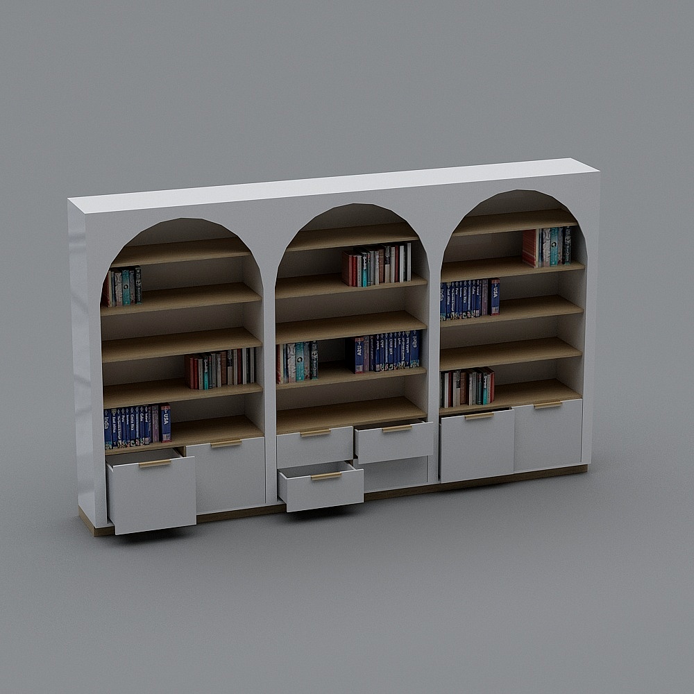 Elegant Curved Bookshelf 3D model