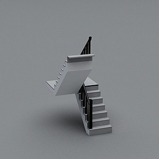 Sleek and Modern Floating Staircase 3D model