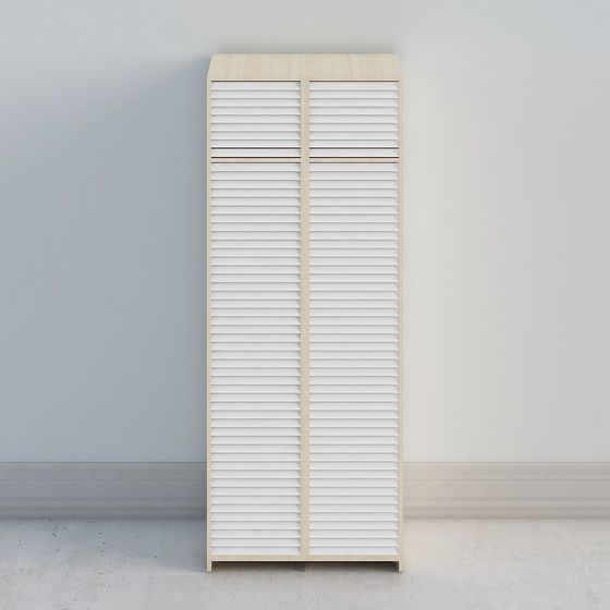 Elegant Wooden Shutter Cabinet 3D model