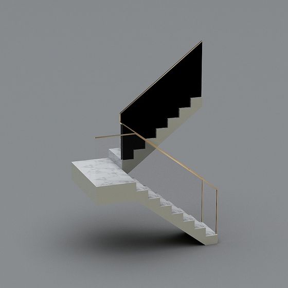 Elegant Low-Polygon Staircase 3D model