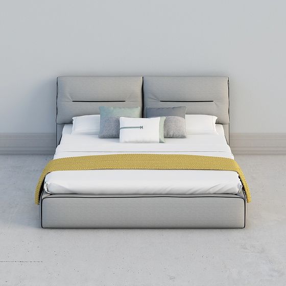 Elegant Modern Bed 3D model for Stylish Interiors