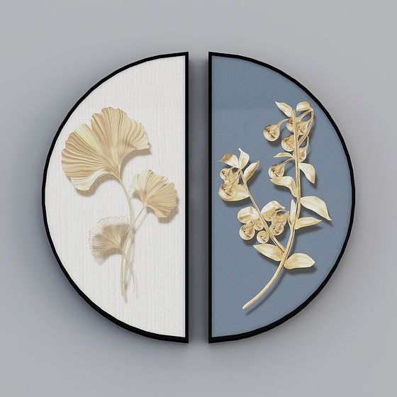 Natural Art 3D Model - Ginkgo Leaves and Fruits