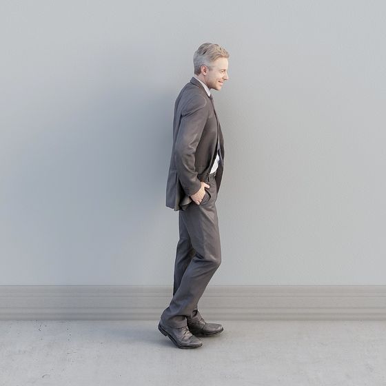 Elegant Male Character 3D model in Gray Suit