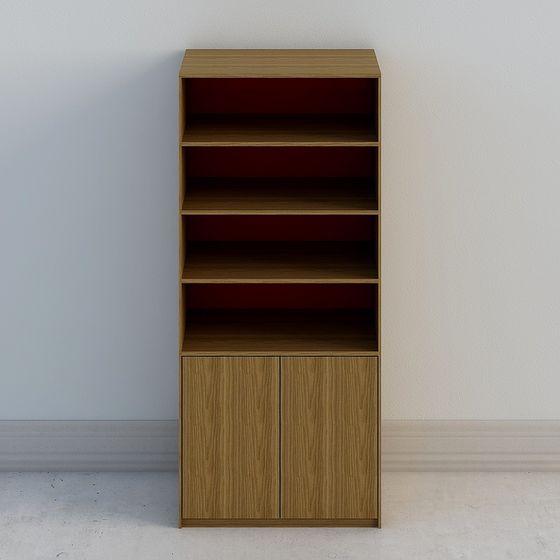 Stylish Low-Poly High-Detail Bookshelf 3D model