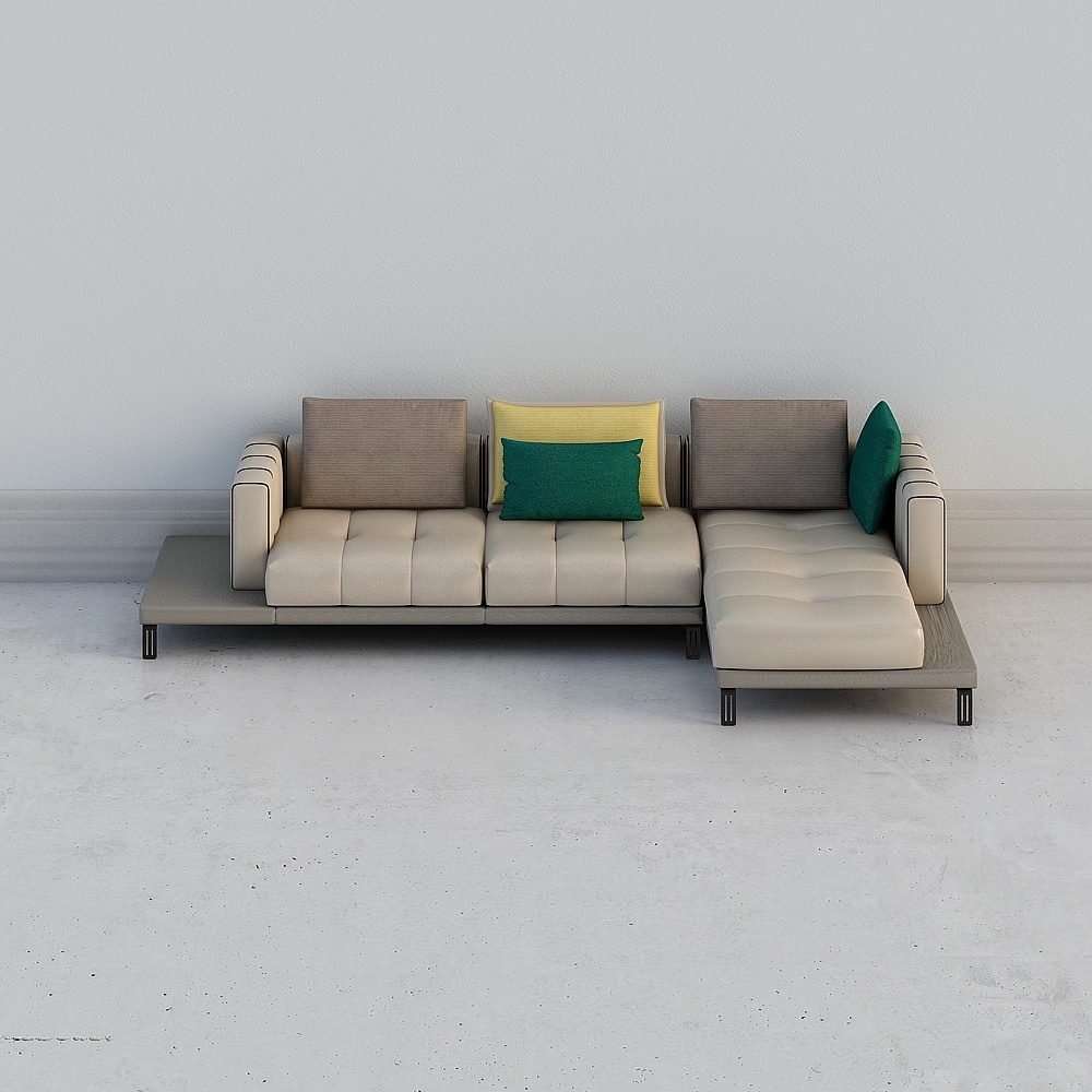 Uefa Art Morris Italian corner beige leather sofa living room 3 people light luxury modern