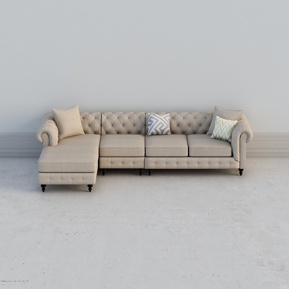 Uefa Art Savannah/American Light Luxury Fabric Sofa Combination Corner Simple Modern Living Room 240E-9