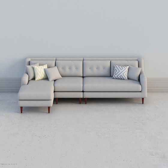 Stylish Low-Poly Sofa 3D model for Modern Interiors