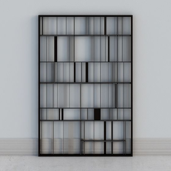 Modern Partition Screen 3D Model in Black
