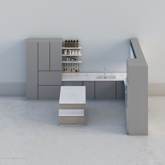 Modern Low-Polygon Kitchen Design 3D model