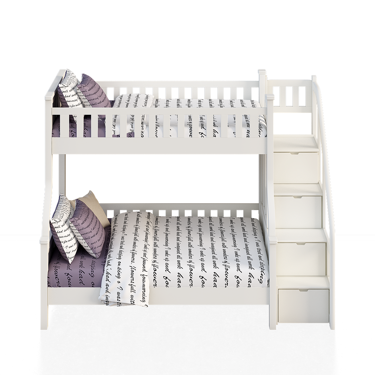 Cozy Bunk Bed 3D Model – Low-Poly Modern Interior