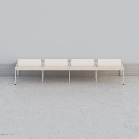 Minimalist 4-Person Office Desk 3D model