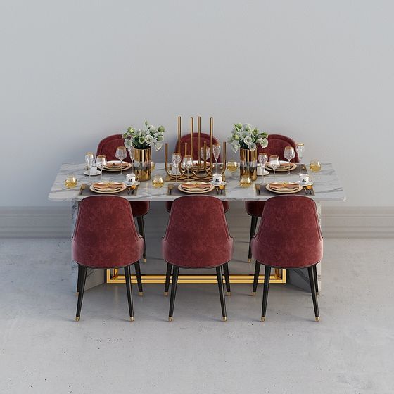 Elegant Dining Table Set 3D model for Modern Spaces