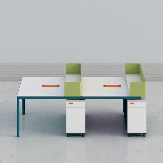 Stylish Double Workstation 3D model for Modern Offices