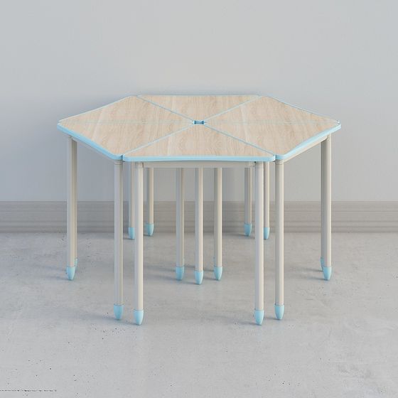 Hexagonal Dining Table 3D model for Modern Interiors