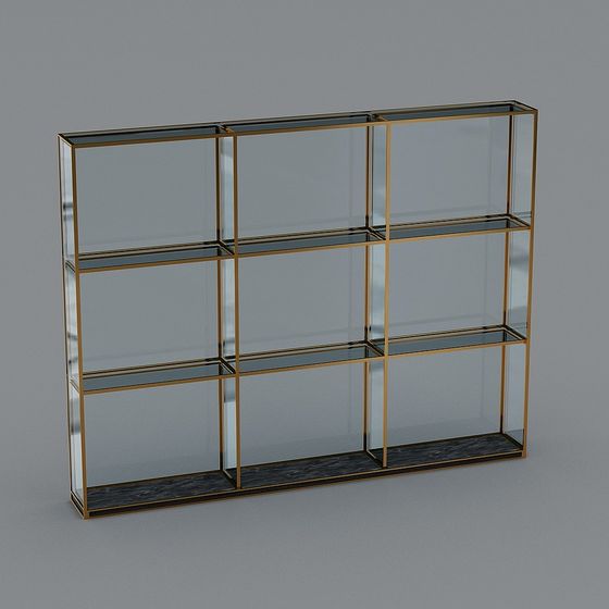 Glass and Metal Bookshelf 3D model