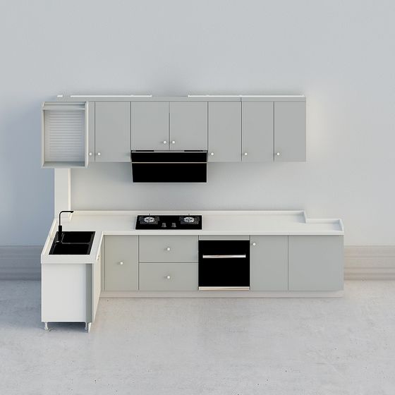 White Kitchen Cabinet 3D Model for Modern Kitchens