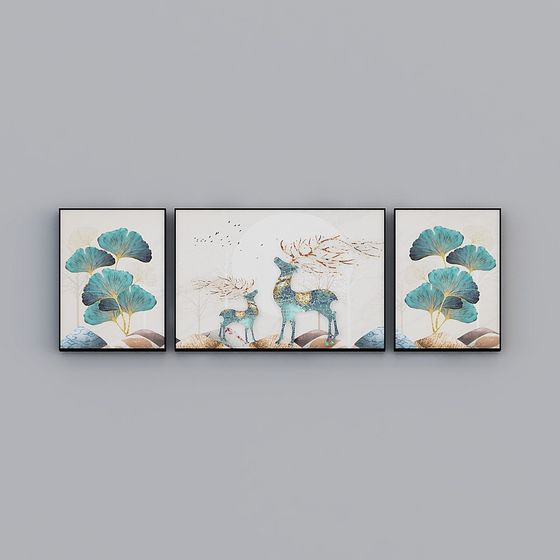 Enchanting Dreamy Forest Triptych 3D model