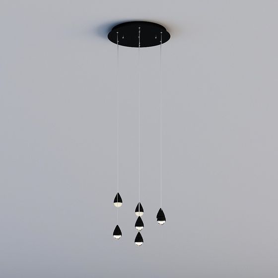 Elegant Low-Polygon Black Chandelier 3D model