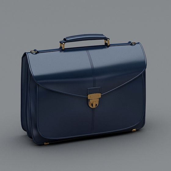 Futuristic Handbag 3D model with Navy Blue and Gold Details