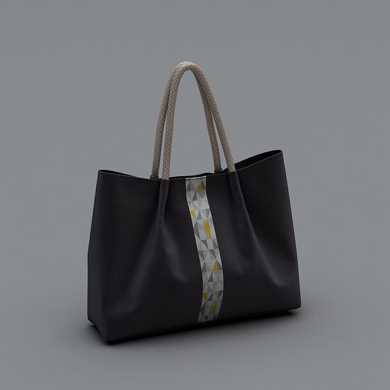 Elegant Black Shopping Bag 3D model for Modern Use