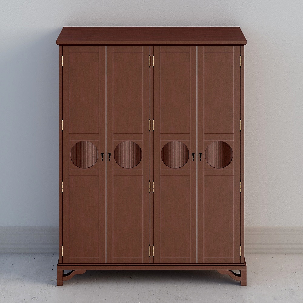 Four-door wardrobe - red sandalwood