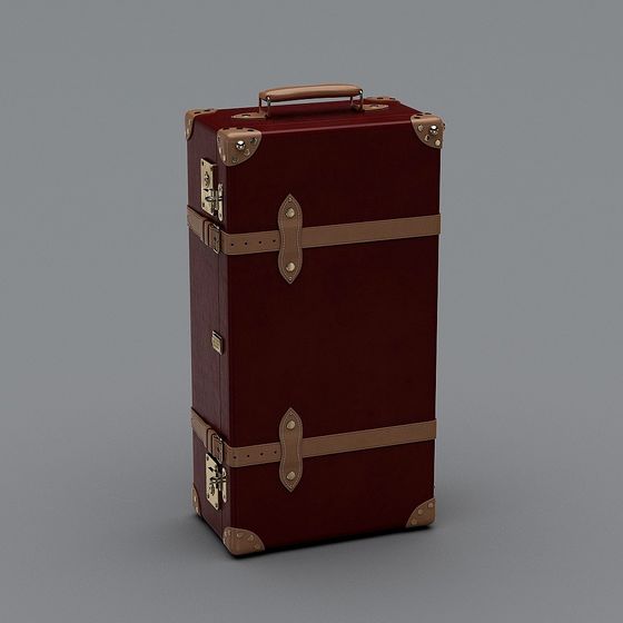 Elegant 3D Model of Vintage Suitcase