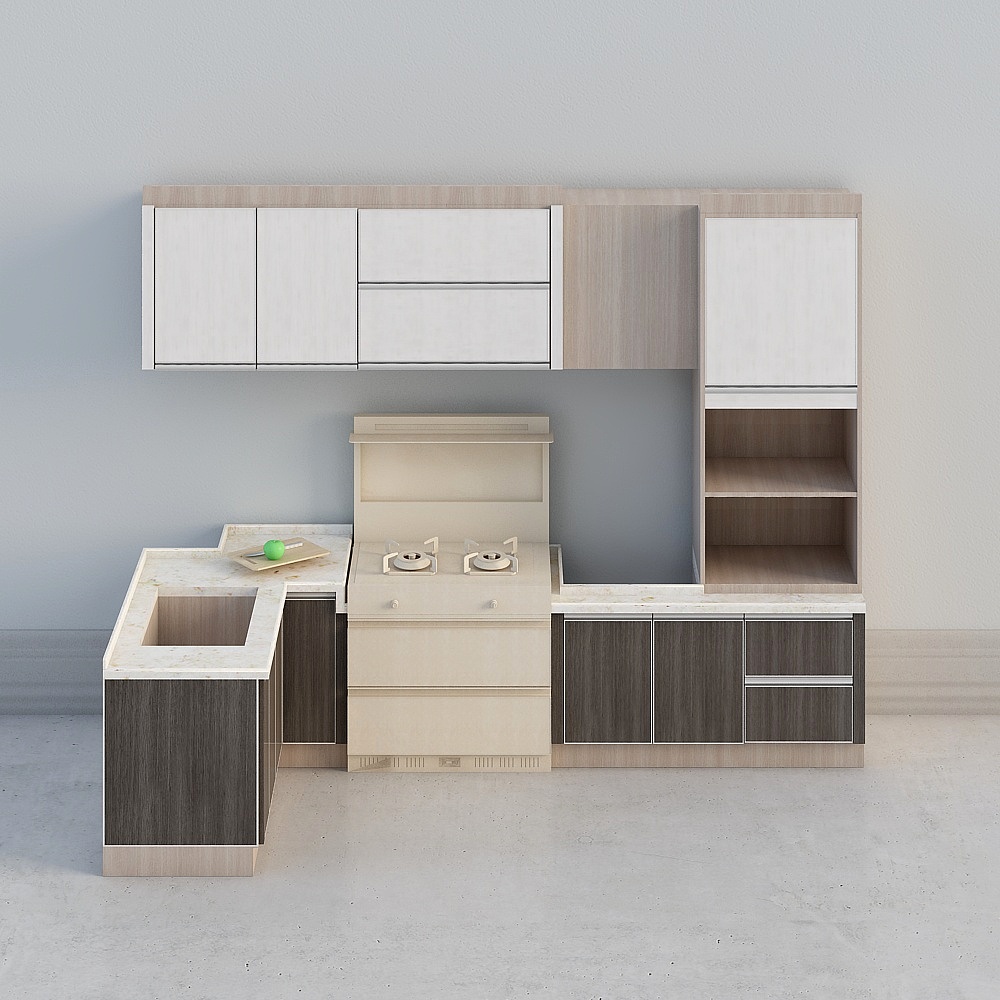 Modern Low-Poly Kitchen 3D model Design