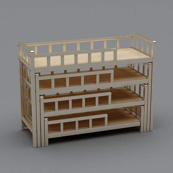 Stylish Low-Poly Bunk Bed 3D model for Modern Spaces
