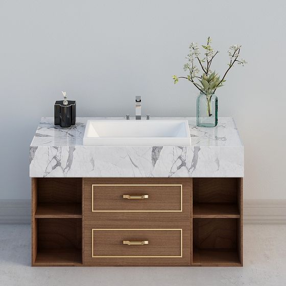 Elegant Marble Vanity 3D model for Interior Design