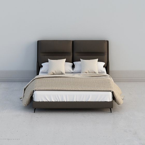 Elegant Low-Poly Bed 3D model