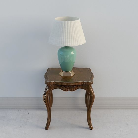 Vintage Style Table Lamp and Side Table 3D model