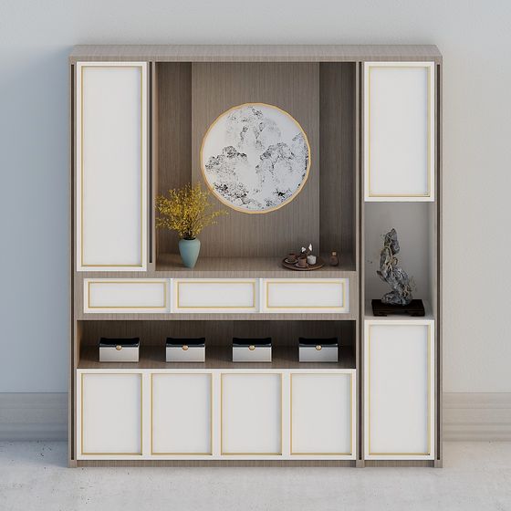 Elegant Zen Style Cabinet 3D model for Contemporary Spaces