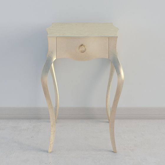 Elegant Curved Bedside Table 3D model