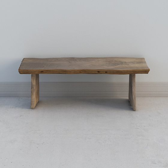 Natural Wooden Stool 3D model