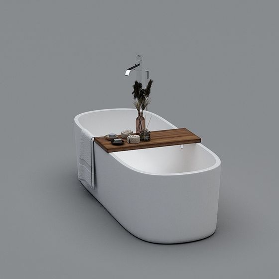 Elegant White Bathtub 3D Model