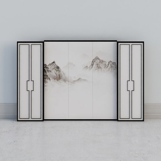 Ink Landscape Folding Screen 3D model