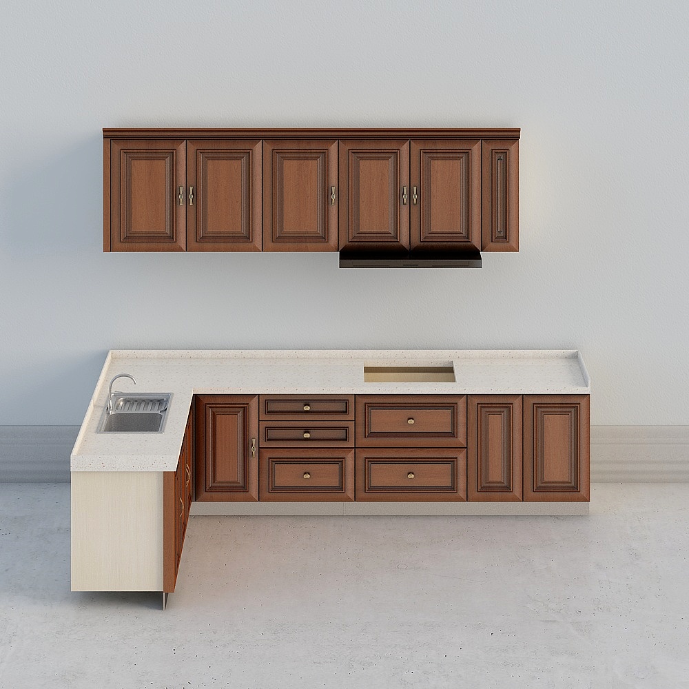 Stylish Low-Poly Kitchen Cabinet 3D model