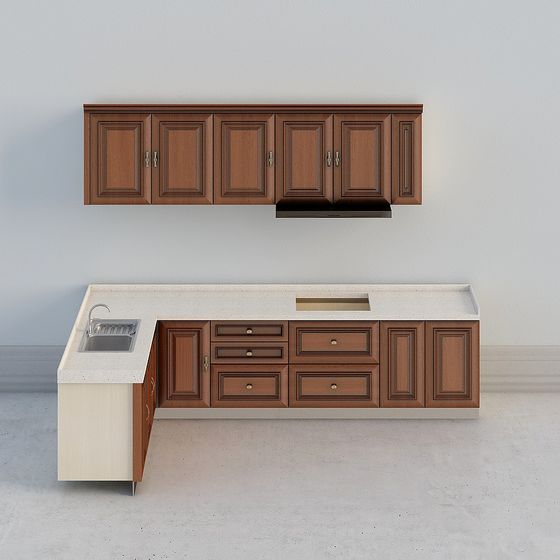 Stylish Low-Poly Kitchen Cabinet 3D model