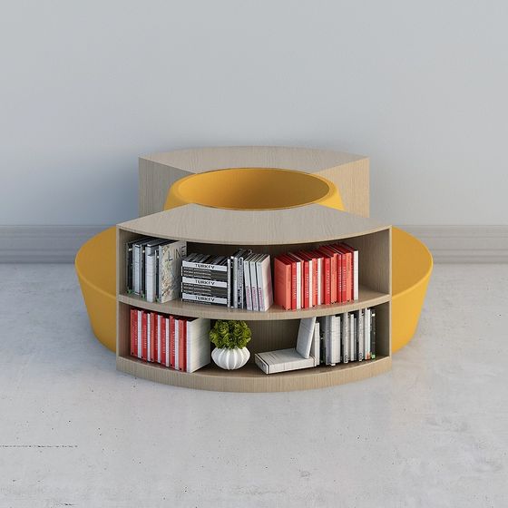 Stylish Low-Polygon Bookshelf 3D model