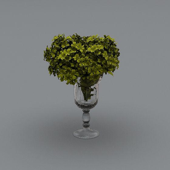 Glass Vase with Plants 3D model