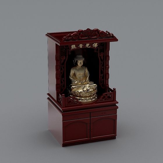 Golden Buddha Altar 3D model